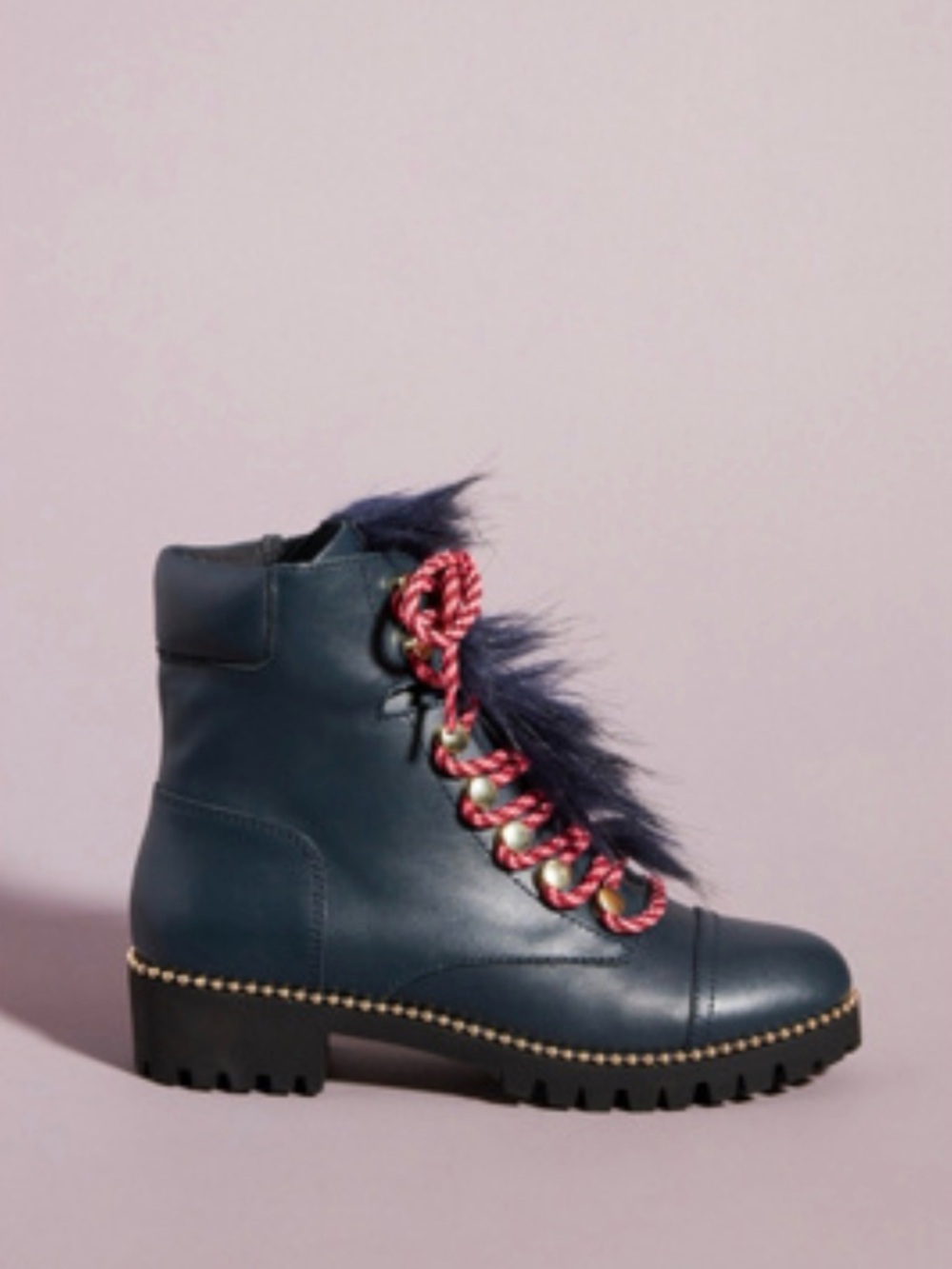 NWOB Cecilia New York Genuine Leather Trekker Boot with Genuine Shearling Trim